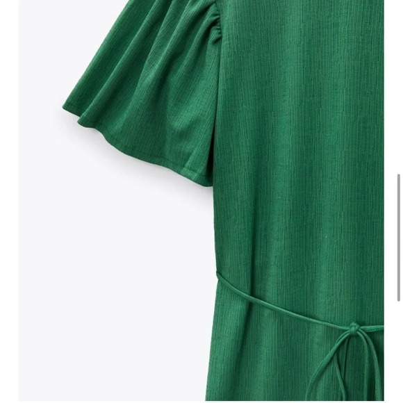 ZARA Short Sleeve Midi Dress in Green size M - Picture 6 of 10